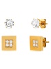 Set of 2 18K Goldplated Stainless Steel & Simulated Diamonds Stud Earrings