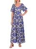 Print Puff Sleeve Maxi Dress