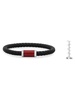 Stainless Steel, Leather & Red Carbon Fiber Bracelet