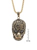 18K Goldplated Stainless Steel & Simulated Diamond Skull Pendant Necklace