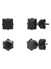 Set of 2 Black Stainless Steel & Black Simulated Diamond Stud Earrings