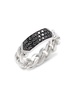 Sterling Silver & Black Spinel Link Chain Ring