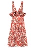 Alma Lago Maiz Linen Ruffled Midi-Dress