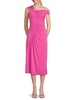 Asymmetric Ruched Midi Dress