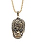 18K Goldplated Stainless Steel & Simulated Diamond Skull Pendant Necklace