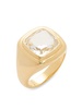 14K Yellow Goldplated Sterling Silver White Topaz Signet Ring