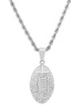 Stainless Steel & Simulated Diamonds American Football Pendant Necklace