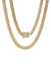 18K Gold Plated Stainless Steel & Simulated Diamond Miami Cuban Chain Necklace