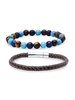 2-Piece Multi-Stone & Leather Beaded Bracelet Set