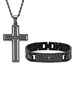 2-Piece IP Black Stainless Steel Bracelet & Necklace Set