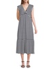 Striped V Neck Midi Dress