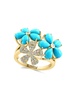 14K Yellow Gold, Turquoise & Diamond Floral Ring