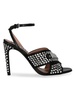Crystal Logo Satin Heel Sandals