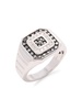 14K White Gold, Black Diamond & 0.94 TCW Diamond Signet Ring