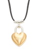Goldtone Sterling Silver & Leather Heart Pendant Necklace