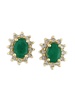 14K Yellow Gold, Emerald & Diamond Stud Earrings