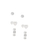 Set of 3 Rhodium Plated & Cubic Zirconia Heart Earrings Set