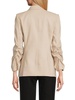 Ruched Sleeve Linen Blend Blazer
