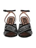 Crystal Logo Satin Heel Sandals