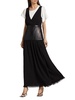 Leather-Inset Crepe Maxi Dress
