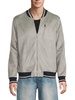 Baseball Collar Faux Suede Bomber Jacket