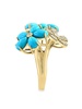 14K Yellow Gold, Turquoise & Diamond Floral Ring
