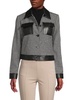 Houndstooth Faux Leather Trim Jacket