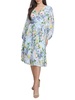 Floral Pleated Faux Wrap Midi Dress