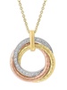 14K White, Rose, Yellow Gold & 0.26 TCW Diamond Interlocking Rings Pendant Necklace