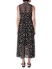 Geometric Metallic Tulle Mock Turtleneck Midi-Dress