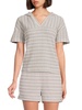 Striped Short Sleeve Hooded Top