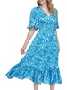 Puff Sleeve Floral Midi Dress