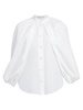 Balloon-Sleeve Cotton Button-Front Shirt