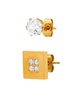 Set of 2 18K Goldplated Stainless Steel & Simulated Diamonds Stud Earrings