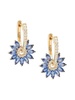 14K Yellow Gold, Sapphire & Diamond Huggie Earrings