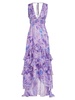 Senora Palm Ruffled High-Low Gown