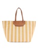 Stripe Leather Trim Tote