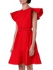 Cotton-Blend Belted Short-Sleeve Mini-Dress