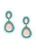 14K Yellow Gold, Pink Opal, Turquoise & Diamond Drop Earrings