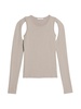 Cotton Cut-Out Crewneck Sweater