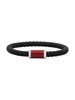 Stainless Steel, Leather & Red Carbon Fiber Bracelet