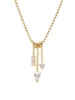 18K Yellow Goldplated Cubic Zirconia Stick Pendant Beaded Necklace