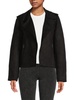Notch Lapel Faux Suede Open Jacket