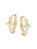 14K Yellow Gold Cross Huggie Earrings
