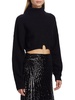 Wool Rib-Knit Turtleneck Crop Sweater