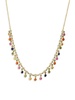 14K Yellow Gold, Diamond & Multi Color Sapphire Charm Necklace