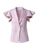Double-Breasted Flutter Sleeve Blazer