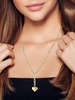14K Yellow Gold Heart Paperclip Lariat Necklace