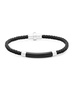 Black Agate, Sterling Silver and Leather Braided Bracelet