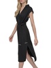 Textured Sleeveless Surplice Midi Shirtdress